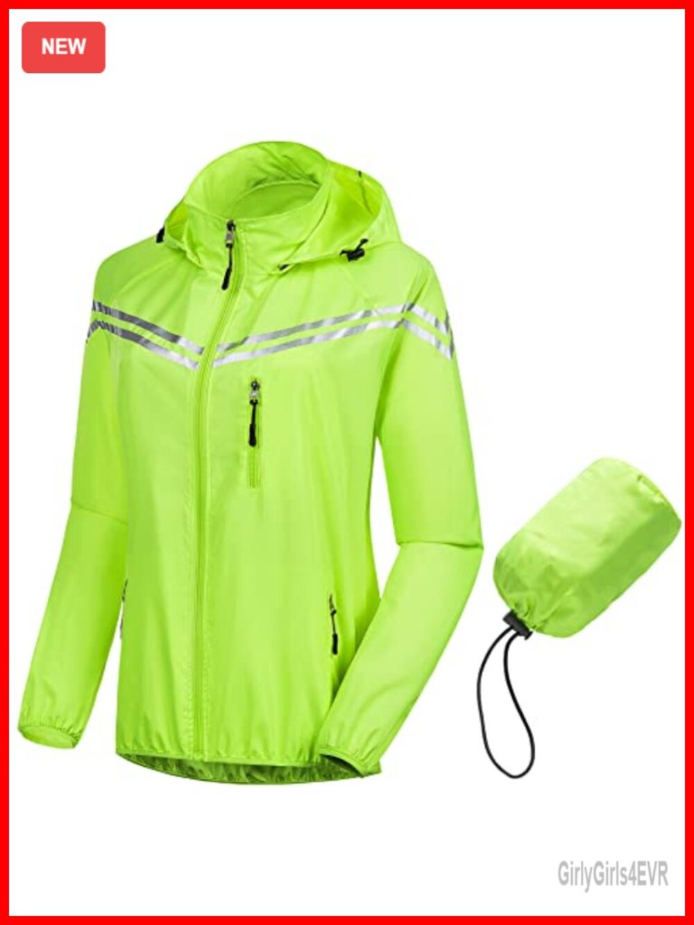 Women's UPF 50+ Reflective Cycling Jacket Raincoat Detachable Hood Lightweight
